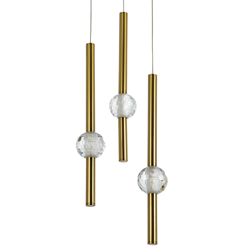 Подвесной светильник с 3-мя плафонами Celestin Spheres Brass Hanging Lamp Латунь Прозрачный Подвесной светильник с 3-мя плафонами Celestin Spheres Brass Hanging Lamp Латунь Прозрачный в Перми | Loft Concept