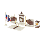 Настольный письменный набор из мрамора и лемезита с гербом и флагом России Marble Accessory варинант исполнения - 2 | Loft Concept в Перми