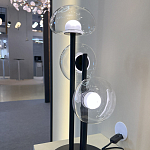 Настольная лампа с тремя прозрачными куполообразными плафонами и черным металлическим основанием Flos Wireline Lighting варинант исполнения - 4 | Loft Concept в Перми