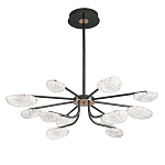 Люстра черного цвета с 12-ю прозрачными плафонами овальной формы Iona chandelier варинант исполнения - 2 | Loft Concept в Перми