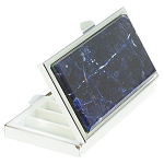 Таблетница карманная прямоугольная на 7 отделений с зеркалом и накладкой из натурального камня Содалит Silver Stone Pillboxes варинант исполнения - 1 | Loft Concept в Перми