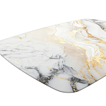 Обеденный стол с прямоугольной столешницей из стекла на черных металлических ножках White Marble варинант исполнения - 4 | Loft Concept в Перми