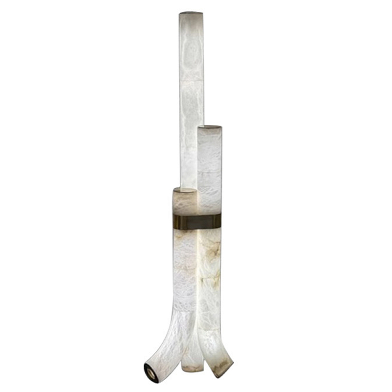 Торшер геометрический с тремя мраморными плафонами Marble Tripod Белый Торшер геометрический с тремя мраморными плафонами Marble Tripod Белый в Перми | Loft Concept