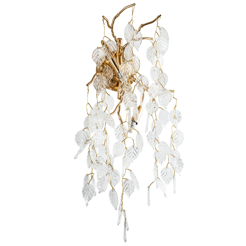 Бра с хрустальными подвесками в виде листьев Fairytree Leaves Gold Wall Lamp Прозрачный Золотой Бра с хрустальными подвесками в виде листьев Fairytree Leaves Gold Wall Lamp Прозрачный Золотой в Перми | Loft Concept