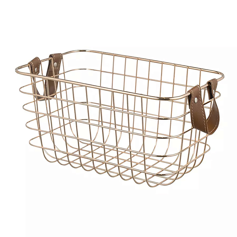 Корзина для хранения железная с ручками Iron Basket золотая Золотой Корзина для хранения железная с ручками Iron Basket золотая Золотой в Перми | Loft Concept