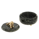 Шкатулка из натурального камня змеевик с фигуркой льва Stone Casket варинант исполнения - 3 | Loft Concept в Перми