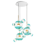 Люстра подвесная с прозрачными бирюзовыми стеклянными шарами и круглым основанием 3 лампы Giopato & Coombes варинант исполнения - 3 | Loft Concept в Перми