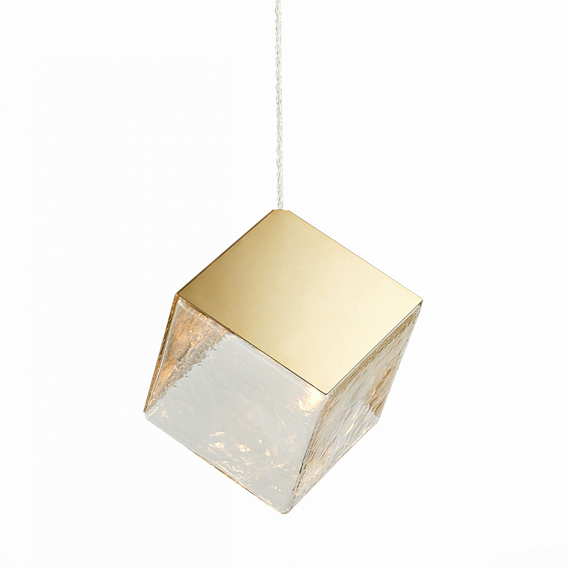 Подвесной светильник Lamp golden cube  Золотой Прозрачный в Перми | Loft Concept 