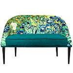 Диван двухместный из натурального бука зеленый с цветочным принтом Impressionism in Art варинант исполнения - 1 | Loft Concept в Перми