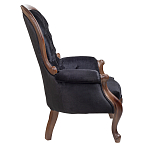 Кресло с мягкой обивкой из черного велюра на 4-х деревянных ножках Evelyn Classical Armchair варинант исполнения - 2 | Loft Concept в Перми