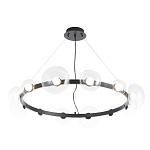 Люстра подвесная круглая с 12-ю прозрачными куполообразными плафонами и черным металлическим основанием Flos Wireline Lighting варинант исполнения - 3 | Loft Concept в Перми