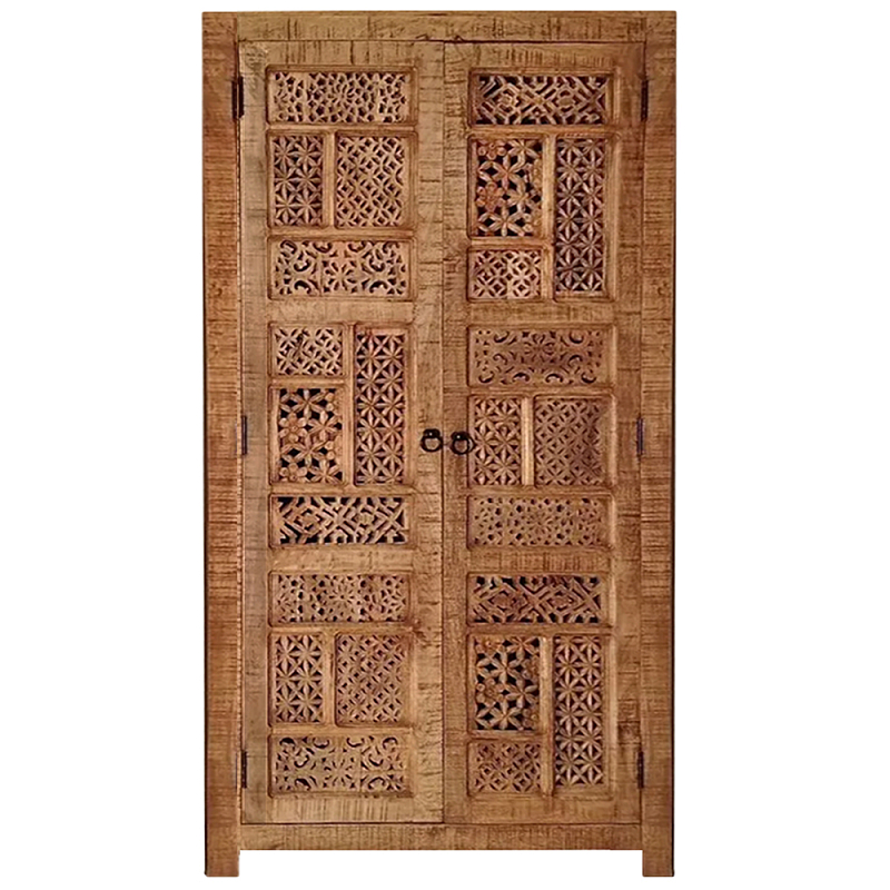 Этнический шкаф с орнаментом резьба из дерева Indian Antique Furniture Коричневый Этнический шкаф с орнаментом резьба из дерева Indian Antique Furniture Коричневый в Перми | Loft Concept