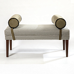 Банкетка Banquette PIED DE POULE с принтом гусиная лапка и бежевыми подлокотниками  варинант исполнения - 3 | Loft Concept в Перми