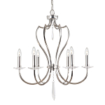 Люстра цвета никель с 6-ю лампами и стеклянными подвесками Elstead Lighting варинант исполнения - 1 | Loft Concept в Перми