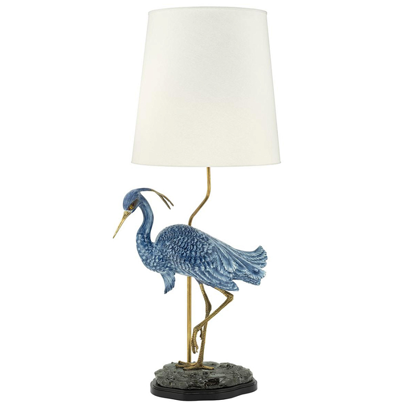 Настольная лампа ABHIKA LAMPTABLE HERON Голубой Золотой в Перми | Loft Concept 