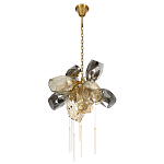 Люстра подвесная со стеклянными плафонами из дымчатого и золотистого с шестью вертикальными подвесками Gilded Mirage  варинант исполнения - 5 | Loft Concept в Перми