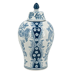 Ваза с крышкой и голубым цветочным рисунком на белом фоне Blue & White Ornament варинант исполнения - 2 | Loft Concept в Перми
