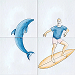 Плитка с узором Дельфин Серфингист варинант исполнения - 2 | Loft Concept в Перми