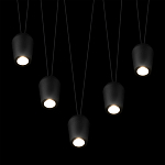 Подвесной светильник черными плафонами на длинных пересекающихся тросах Construction варинант исполнения - 4 | Loft Concept в Перми