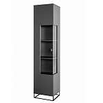 Шкаф-витрина цвета графит с полками и стеклянной дверью Strict Lines варинант исполнения - 1 | Loft Concept в Перми