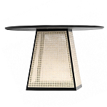 Обеденный стол с круглой чёрной столешницей и плетёным основанием Savanna Round Table варинант исполнения - 1 | Loft Concept в Перми