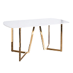 Стол обеденный белый с золотыми глянцевыми ножками Laconic White Table варинант исполнения - 1 | Loft Concept в Перми