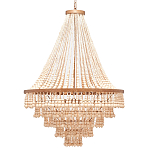 Многоярусная люстра украшенная круглыми деревянными бусами Wooden Beads Chandelier L варинант исполнения - 3 | Loft Concept в Перми