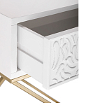 Приставной столик с выдвижным ящиком  White Table Carved Pattern варинант исполнения - 3 | Loft Concept в Перми