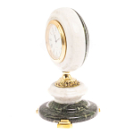 Часы настольные бронзовые из натуральных камней Мрамор и Змеевик Stone Clock варинант исполнения - 8 | Loft Concept в Перми