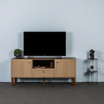 ТВ-тумба бежевая из массива бука с 2-мя дверками и ящиком Wenge Light варинант исполнения - 5 | Loft Concept в Перми