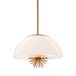 Подвесной светильник золотого цвета с полусферическим опаловым плафоном и декоративным элементом Elstead Lighting варинант исполнения - 1 | Loft Concept в Перми