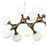 Линейная люстра с плафонами из стеклянных шаров Pearls Suspension Linear Brass Chandelier варинант исполнения - 2 | Loft Concept в Перми