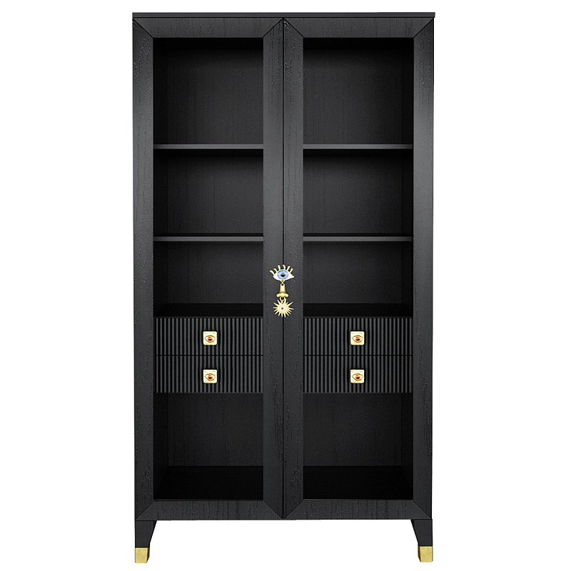 Дизайнерский шкаф витрина Elsa Dreams Black с 4-мя ящиками Черный Золотой в Перми | Loft Concept 