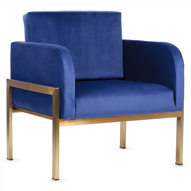 Кресло Velvet Ardmore Chair blue Синий Латунь в Перми | Loft Concept 