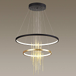 Люстра подвесная с 2-мя круглыми подвесами в черном и золотистом цвете и вертикальными подвесками Ring Horizontal варинант исполнения - 4 | Loft Concept в Перми