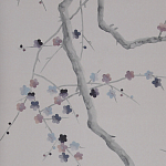 Обои ручная роспись Plum Blossom Special Colourway on Lilac Hint dyed silk варинант исполнения - 2 | Loft Concept в Перми
