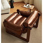 Кресло-диван кожаное на деревянном каркасе Medieval Furniture варинант исполнения - 1 | Loft Concept в Перми