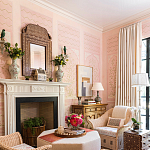 Обои ручная роспись Jharokha Arches Original colourway on pink painted Xuan paper варинант исполнения - 3 | Loft Concept в Перми