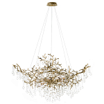 Подвесная люстра в виде ветвей деревьев золотого цвета с прозрачными подвесками-каплями 10 и 14 ламп Droplet Chandelier варинант исполнения - 1 | Loft Concept в Перми