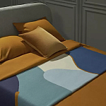 Плед из хлопка синего цвета с абстрактным принтом Elysian Flow Ocean варинант исполнения - 5 | Loft Concept в Перми