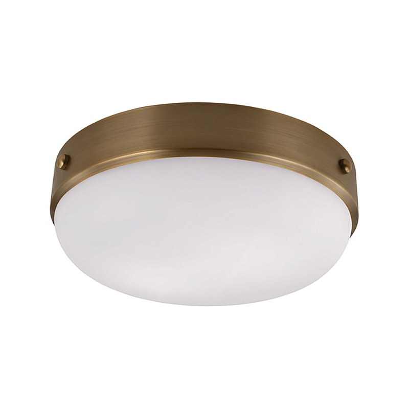 Потолочный светильник круглой формы с белым выпуклым матовым плафоном Feiss Белый Черный Латунь в Перми | Loft Concept 