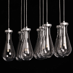 Люстра с 9-ю прозрачными плафонами из стекла в форме капли на прямоугольном потолочном основании цвета хром Lucid Rain  варинант исполнения - 9 | Loft Concept в Перми