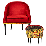 Кресло из натурального бука красное с цветным принтом Impressionism in Art варинант исполнения - 2 | Loft Concept в Перми