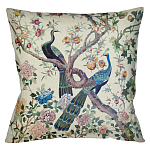 Подушка декоративная с изображением павлинов в саду Beige Chinoiserie Garden Two Peacocks Cushion варинант исполнения - 1 | Loft Concept в Перми