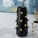 Ваза черная цилиндрическая с глянцевым покрытием и золотыми декоративными элементами Molecule Collection варинант исполнения - 3 | Loft Concept в Перми