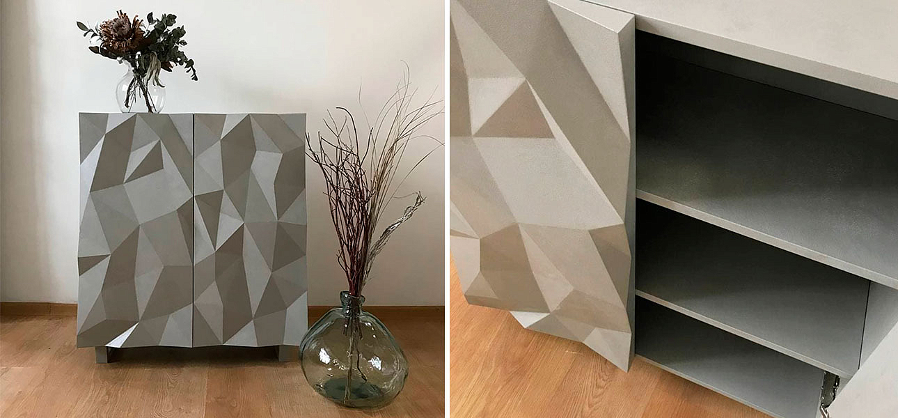 Комод с большими угловыми фигурами с одной секцией, 2 полки Geometric Greece Комод с большими угловыми фигурами с одной секцией, 2 полки Geometric Greece - Loft-Concept в Перми