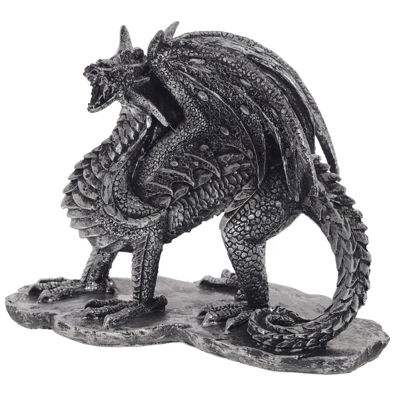 Декоративная статуэтка Дракон Dragon Black Silver Statuette Серебряный Декоративная статуэтка Дракон Dragon Black Silver Statuette Серебряный в Перми | Loft Concept