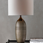 Настольная лампа керамическая с тканевым цилиндрическим абажуром Bullet варинант исполнения - 3 | Loft Concept в Перми