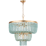 Круглая трехъярусная люстра с подвесками в виде круглых стеклянных бусин Blue Beads Chandelier варинант исполнения - 1 | Loft Concept в Перми