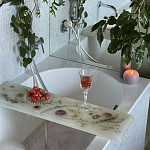 Поднос для ванны из эпоксидной смолы с цветами белая Epoxy Resin Flowers Bath Tray White варинант исполнения - 2 | Loft Concept в Перми